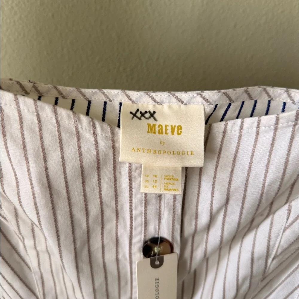 NWT Anthropologie White Striped Button-Up Corset Blouse